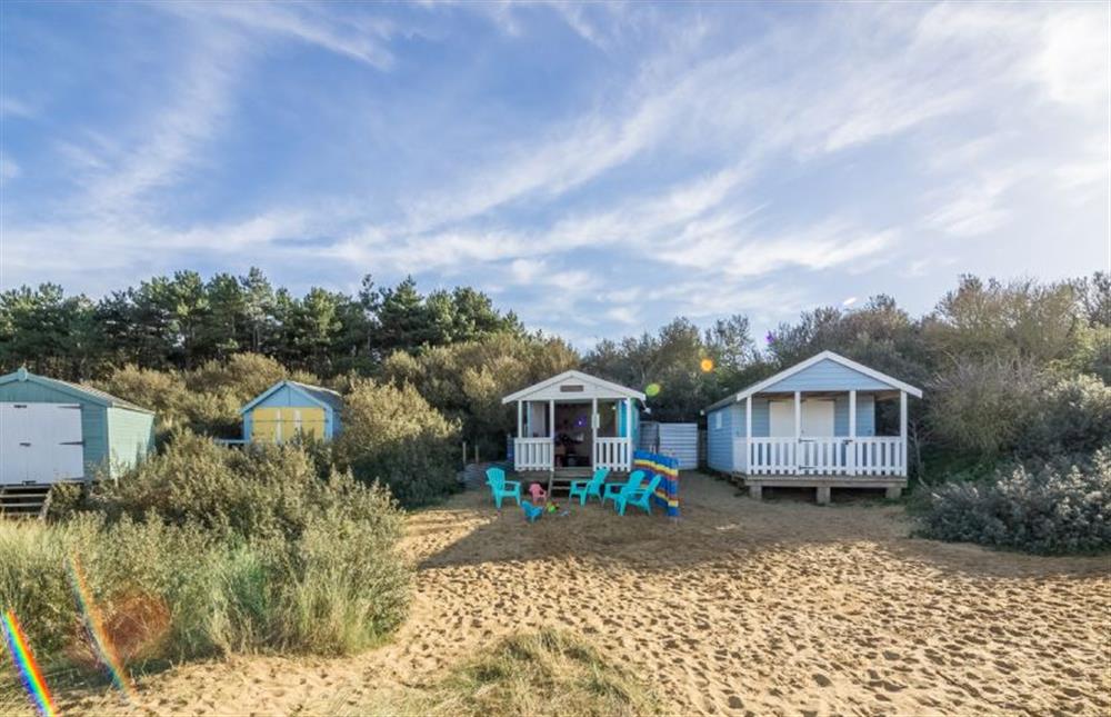 Colourful beach huts at Old Hunstanton at Sandpiper House, Ingoldisthorpe near Kings Lynn
