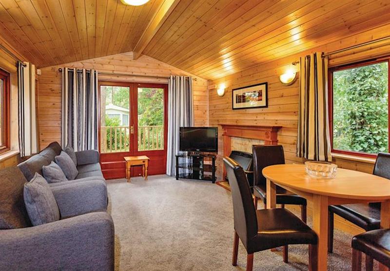The living room in the Laid Back Plus 2 Lodge at Sandy Balls Holiday Village in Godshill, Fordingbridge