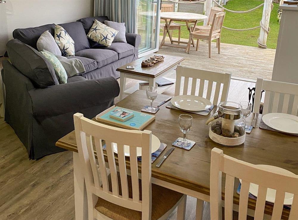 Living area at Sandy Bay Beach House in The Bay, Filey, North Yorkshire