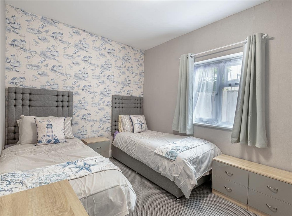 Twin bedroom at Sandy Lodge in Chapel St Leonards, Lincolnshire