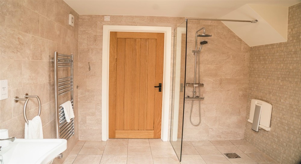 The accessible shower room (toilet not in picture) at Sandybury Barn in Bridgnorth, Shropshire