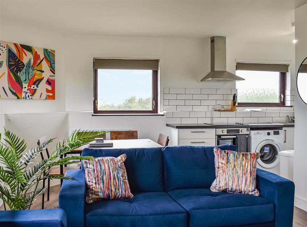 Open plan living space at Sandymouth Cottage in Widemouth Bay, near Bude, Cornwall