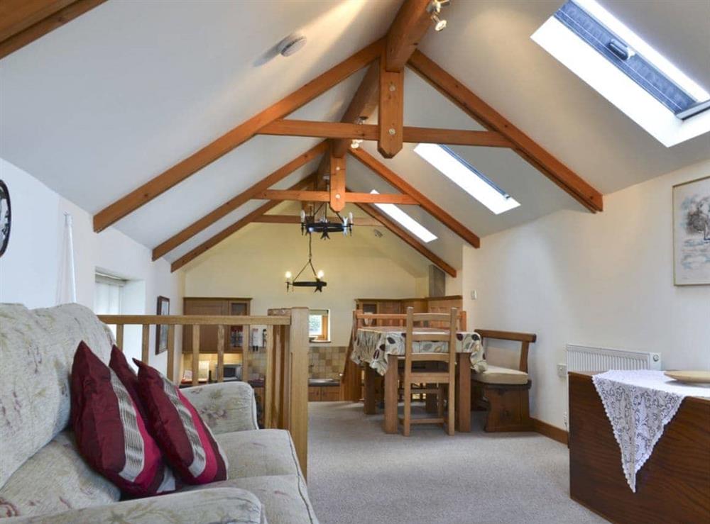 Spacious open plan living space woth vaulted beamed ceilings (photo 2) at Saundrys Barn in Port Isaac, Cornwall
