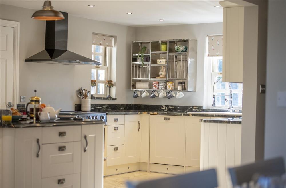 The well-equipped open-plan kitchen area at Saxon House, Harome, Nr Helmsley