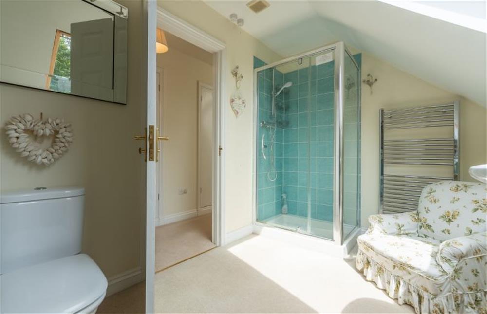 First floor: Master suite bathroom has bath and separate shower (photo 2) at Saxon Shore Cottage, Burnham Deepdale near Kings Lynn