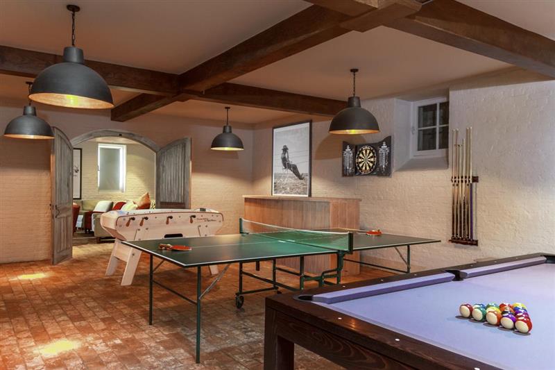 Games room with pool, table tennis and table football at Sayers Mansion, Saxmundham, Suffolk