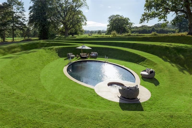 Landscaped gardens at Sayers Mansion, Saxmundham, Suffolk