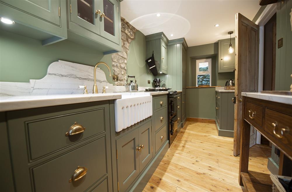Bespoke handcrafted kitchen featuring a Belfast sink at Scala Glen Cottage, Skipton