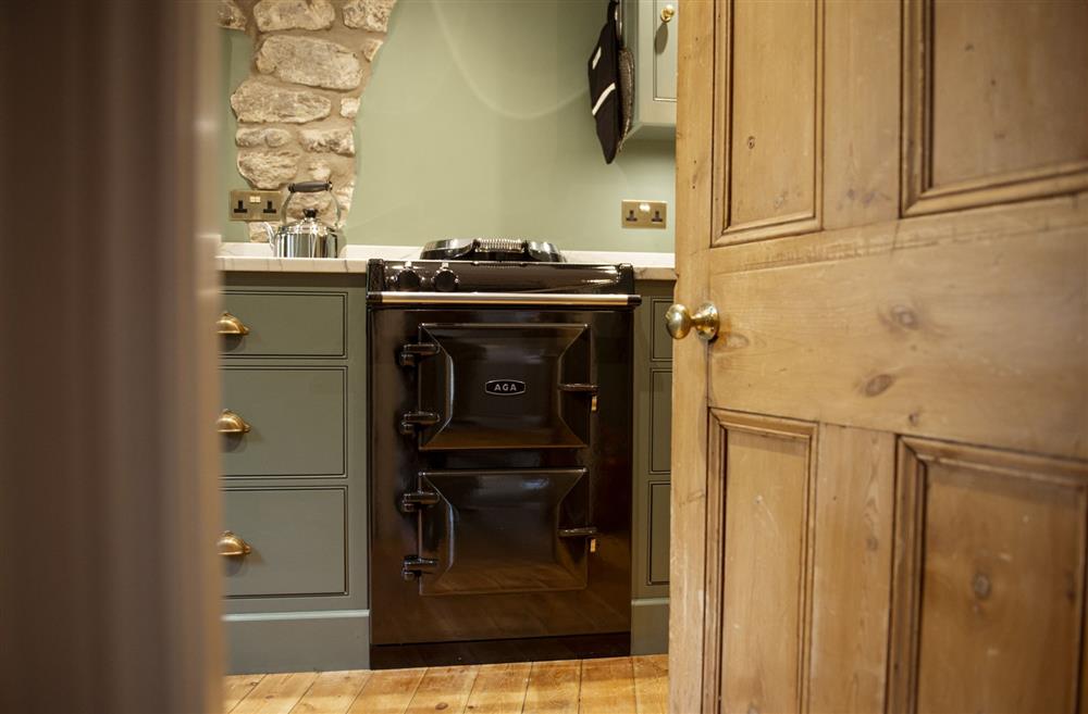 Entrance to the kitchen with electric single Aga at Scala Glen Cottage, Skipton