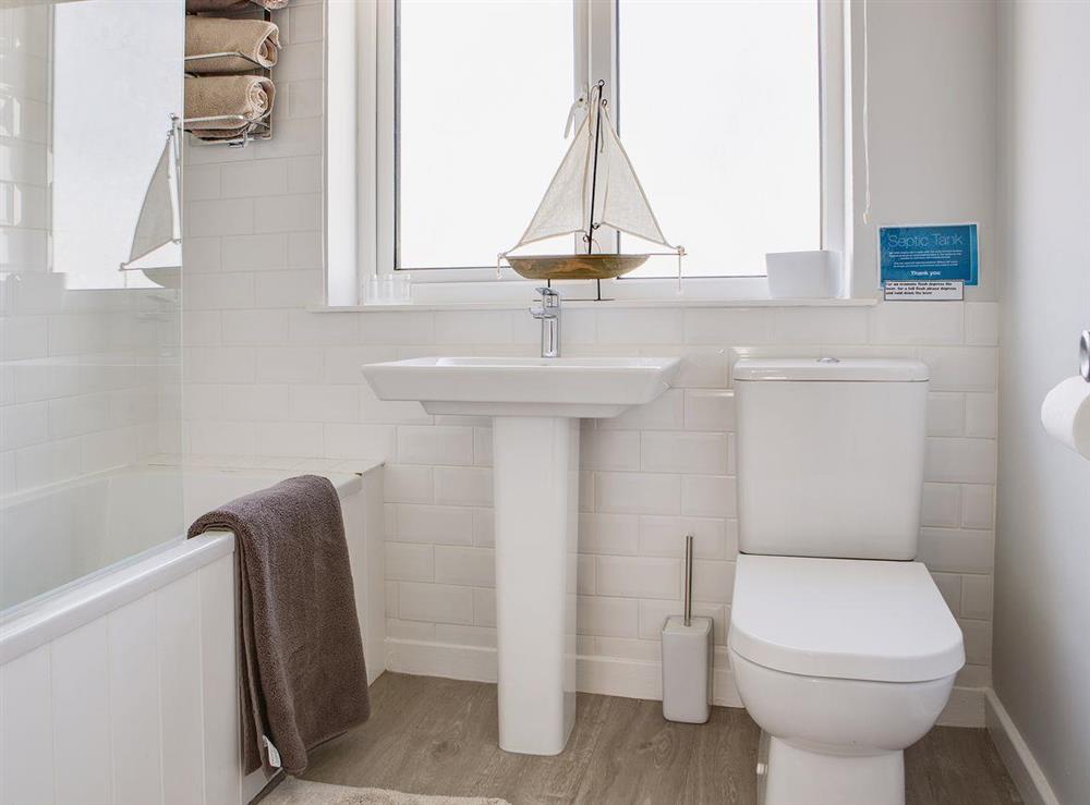 On the first floor is the family bathroom which has a shower over the bath at Scalby Lodge Farmhouse in Scalby, Scarborough, N. Yorks., North Yorkshire