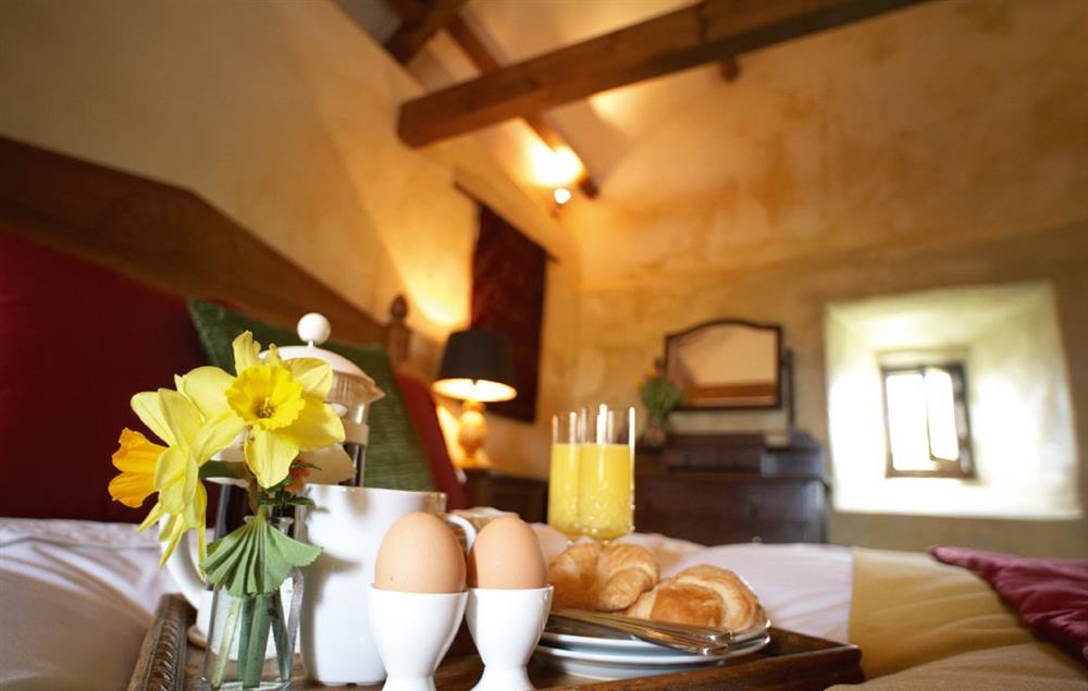 The romantic bedroom,  perfect for breakfast in bed at Scargill Castle, Scargill