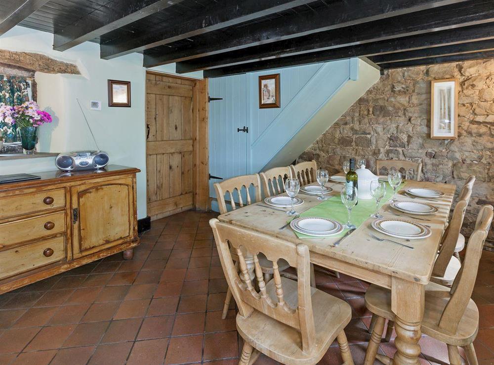 Rustic dining area with many original features at School House in Bradnop, near Leek, Staffordshire