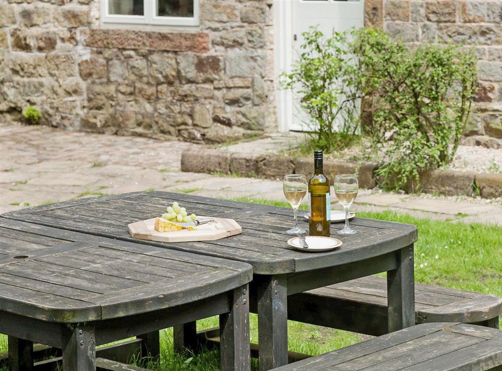 Sitting-out-area, ideal for al fresco dining at School House in Bradnop, near Leek, Staffordshire