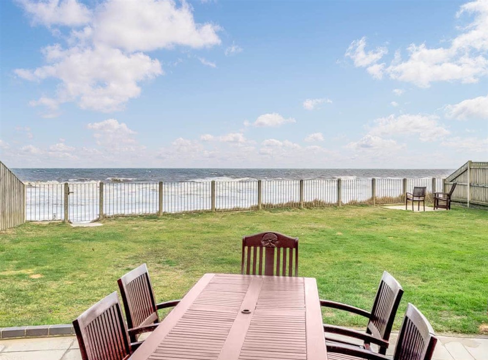 Outdoor eating area at Sea Breeze in Bacton, Norfolk