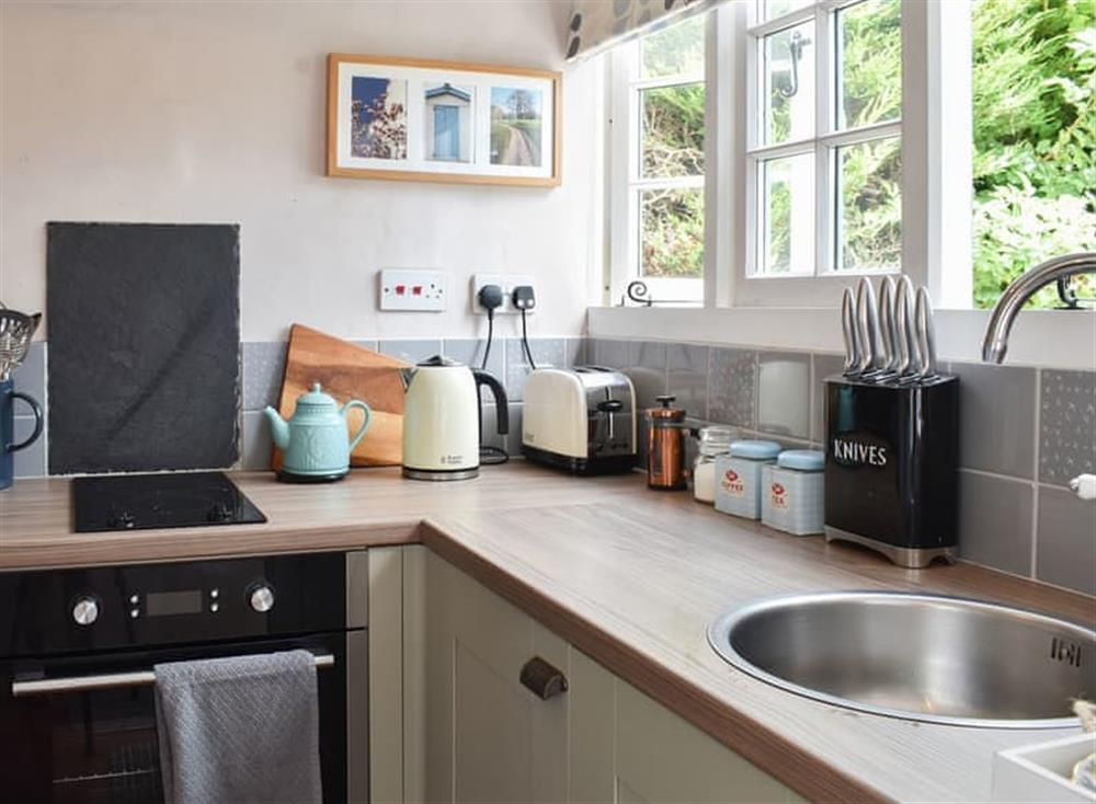 Well appointed and well equipped kitchen at Sea Glass Cottage in Holcombe, Dawlish, Devon