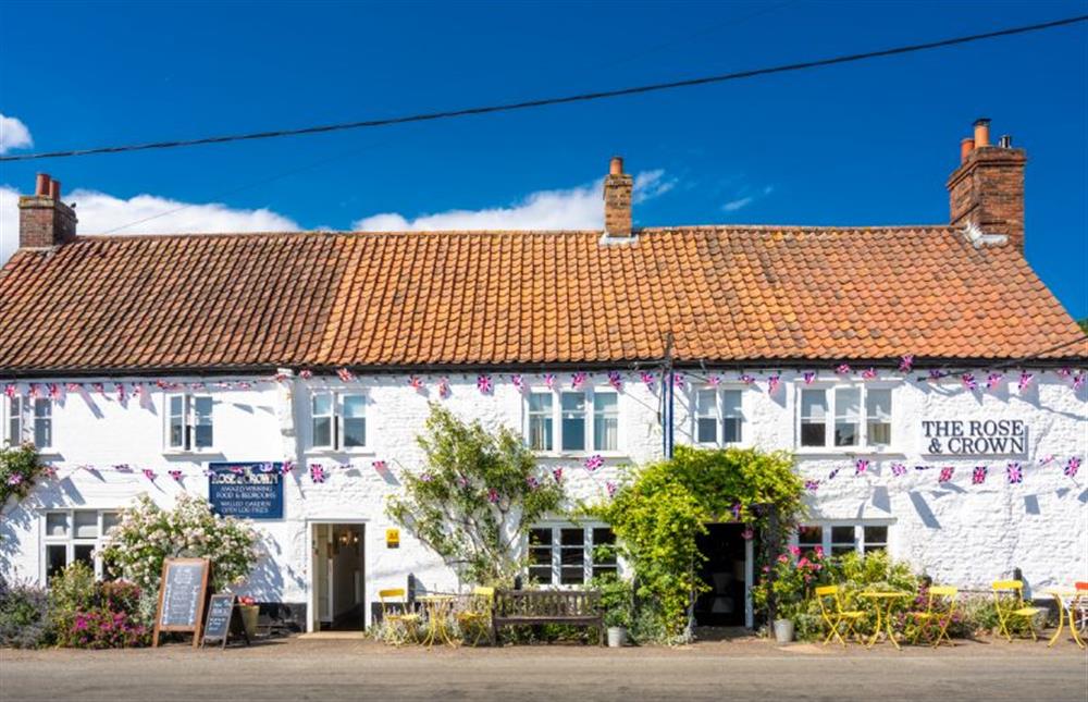 The very popular Rose & Crown pub in Snettisham is a five minute walk