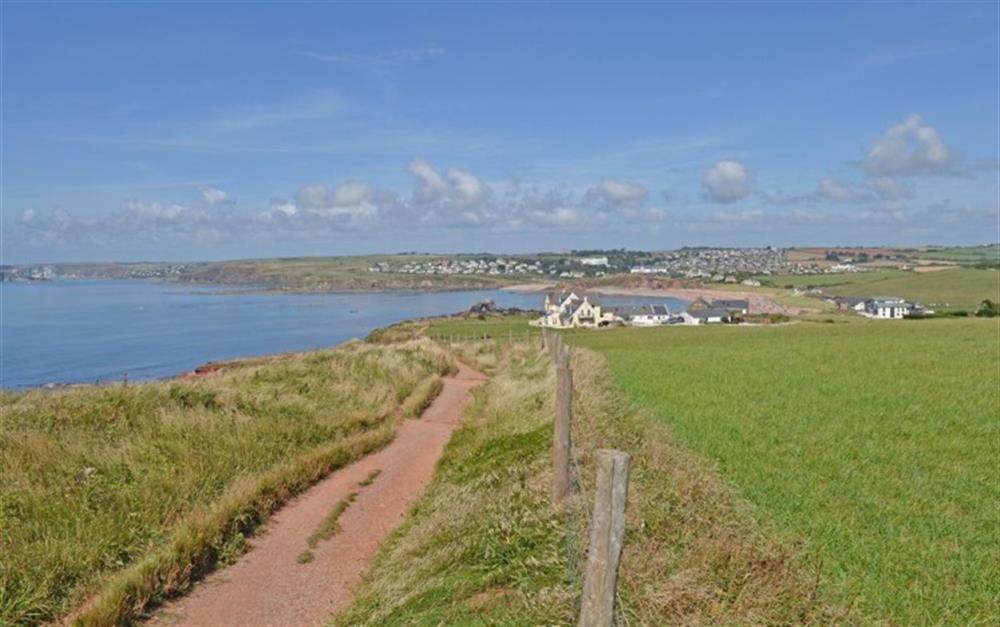 Seamark Cottages from the coastal path at Sea Holly in Thurlestone
