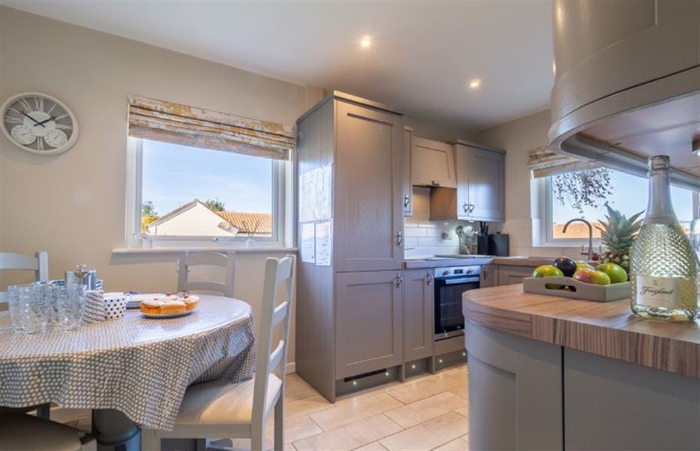 The duel-aspect kitchen is bright and modern at Sea Lodge, Brancaster near Kings Lynn