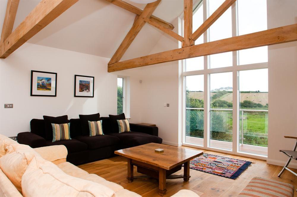 Delightful first floor gallery room with French doors out to balcony and panoramic views at Sea Peep in Whimbrels Edge, Thurlestone