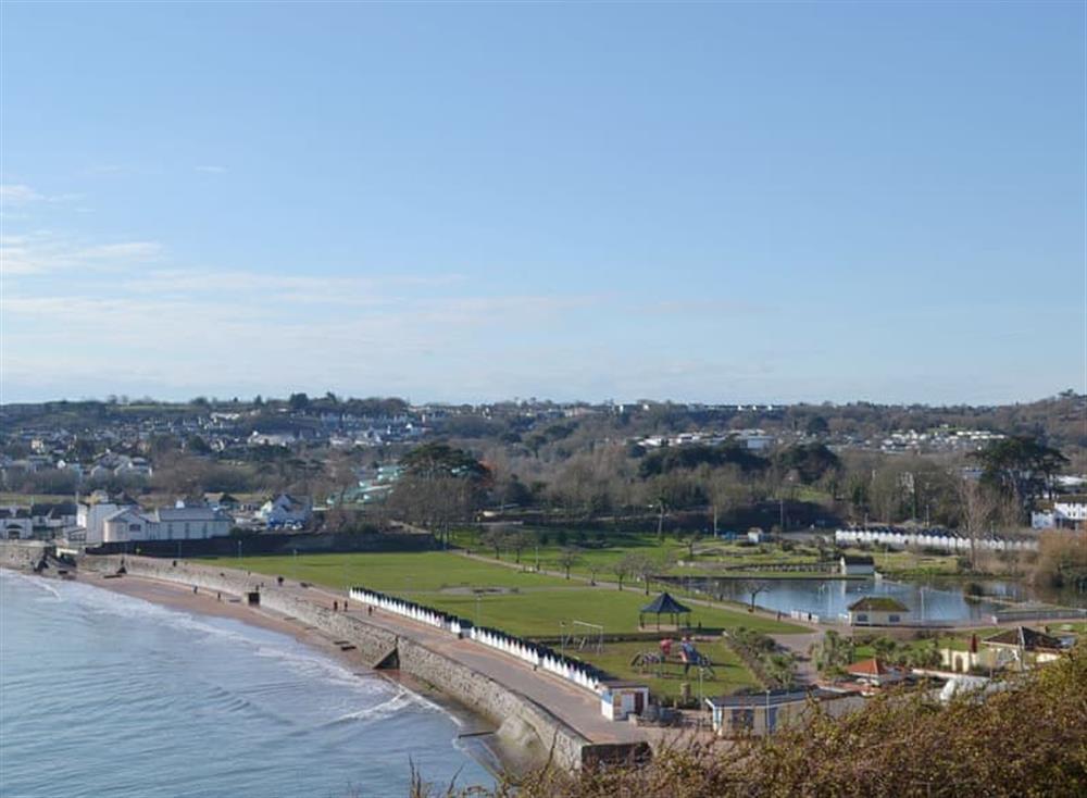 The crescent of promenade along the seafront at Goodrington at Sea Peeps in Paignton, Devon