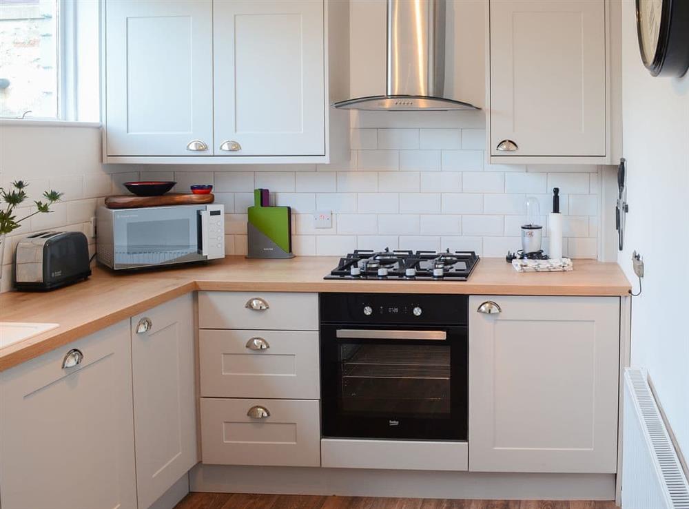 Well equipped lovely kitchen at Sea Thistle Cottage in Nairn, Highlands, Morayshire
