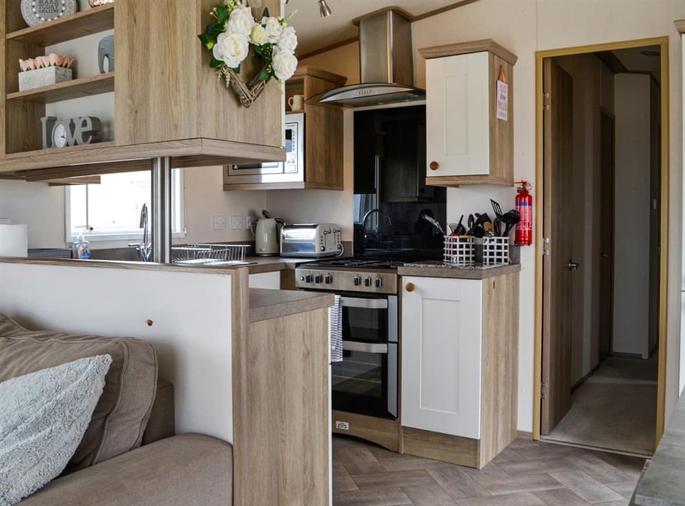 Kitchen area at Sea View 14 in Southerness, Dumfriesshire