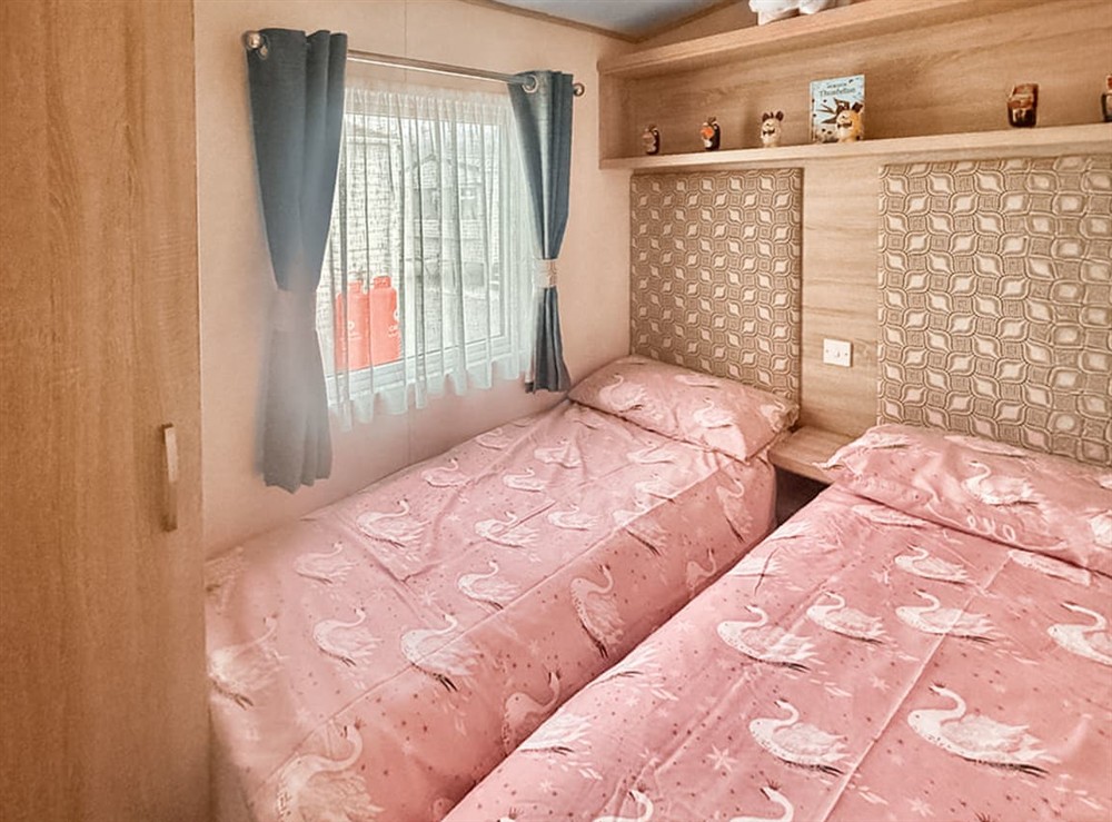 Twin bedroom at Sea View Caravan in Rhyl, Clwyd