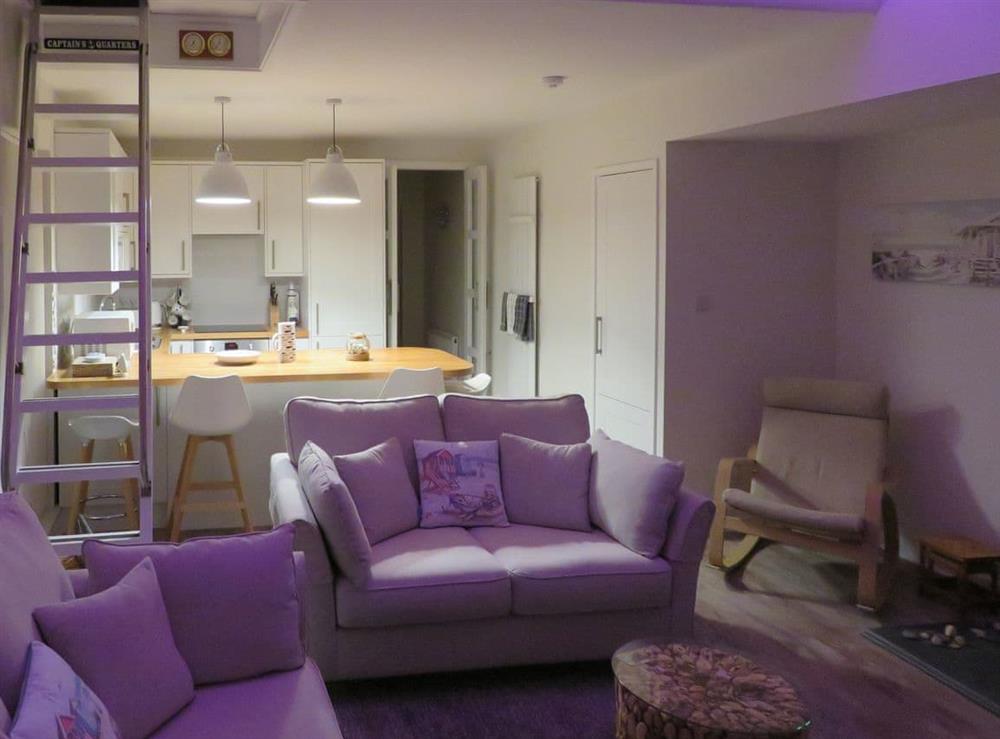 Cosy evenings in the open plan living space at Sea View in Deganwy, Gwynedd