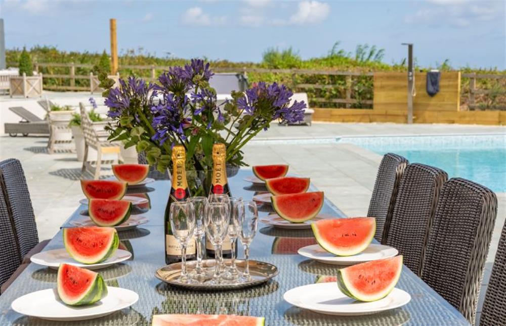 Outdoor dining with wonderful views at Sea View Manor, Mundesley near Norwich