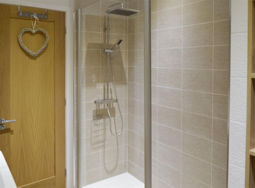Shower room with walk-in shower cubicle at Seacliff in Corton, near Lowestoft, Suffolk