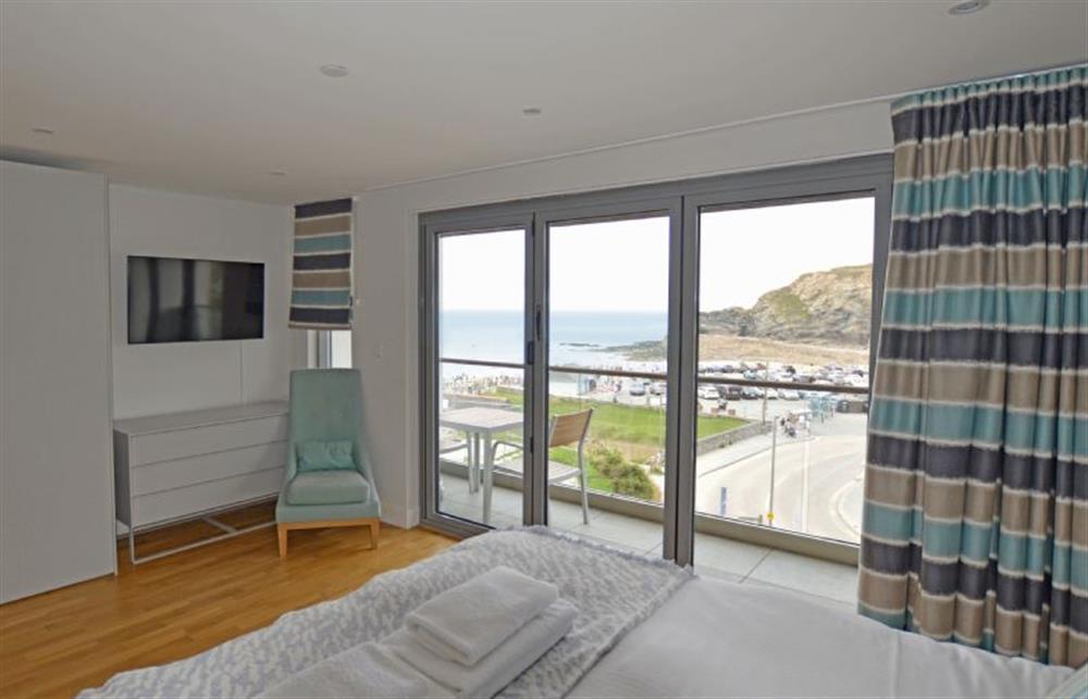SeaEsta, Cornwall: Bedroom two with 6ft super-king size bed and incredible sea views at SeaEsta, Portreath