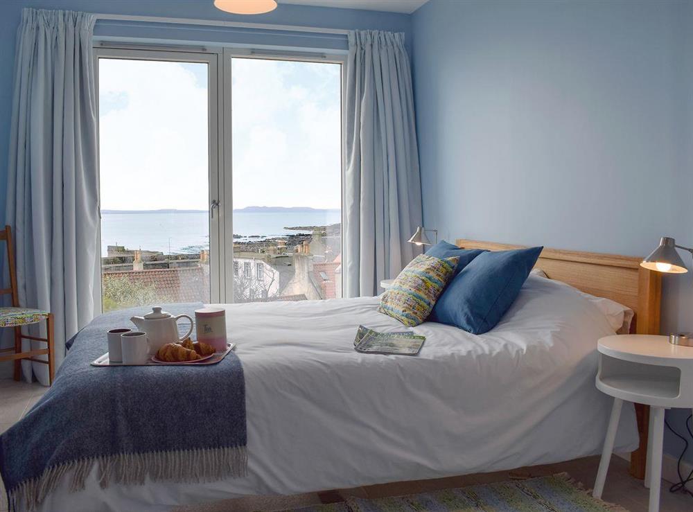 Comfortable double bedroom with sea views at Seaforth View in St Monans, near Anstruther, Fife