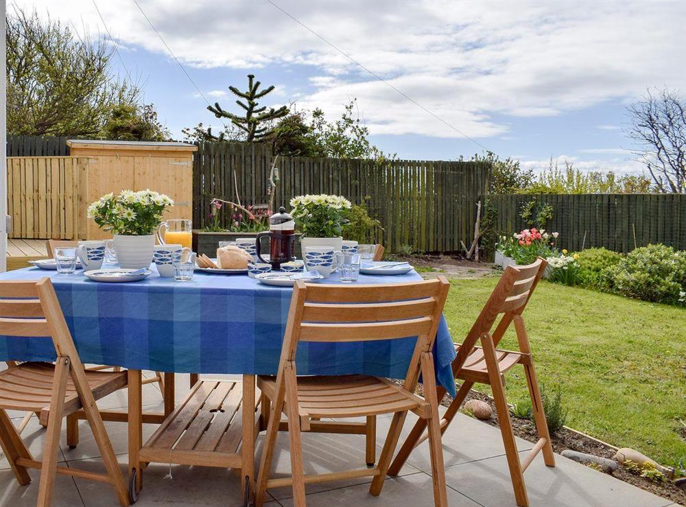 Delightful sitting out area at Seaforth View in St Monans, near Anstruther, Fife