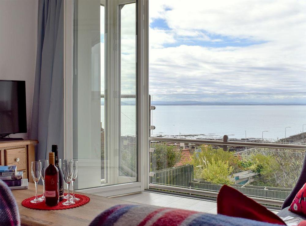 Stunning sea views from the living area at Seaforth View in St Monans, near Anstruther, Fife
