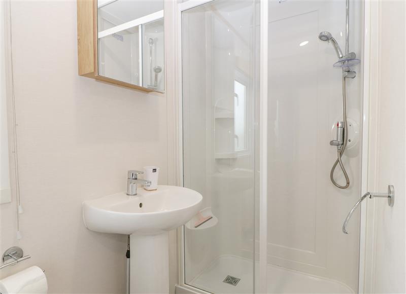 This is the bathroom at Seafront Holiday Home 1, Pwllheli