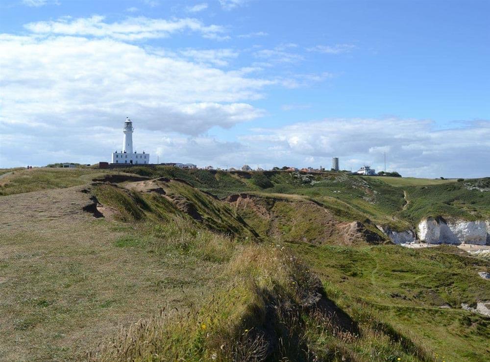 Flamborough lighthouse at Seagull Cottage in Flamborough, East Riding of Yorkshire