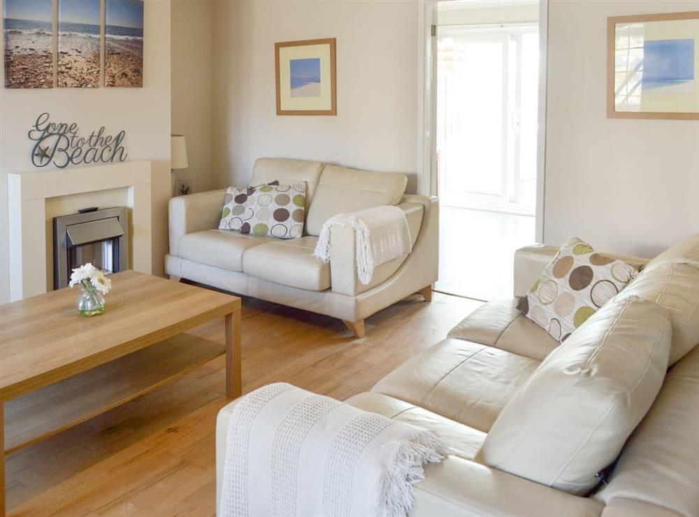 Stylish living room at Seagull Cottage in Portreath, Cornwall
