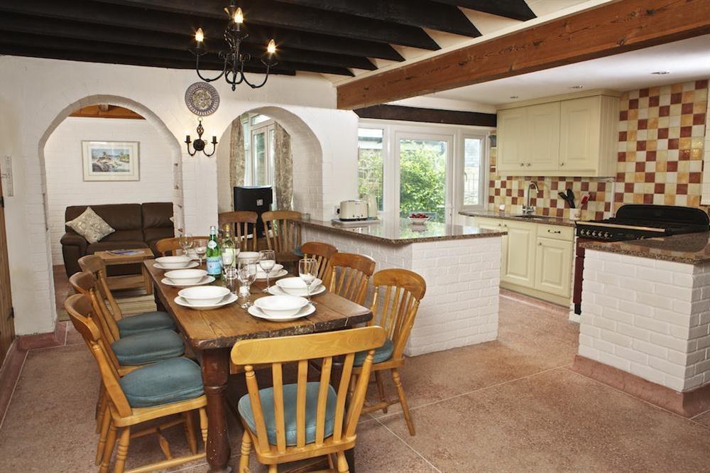 Open plan kitchen/dining area at Seagulls (Salcombe) in Fore Street, Salcombe