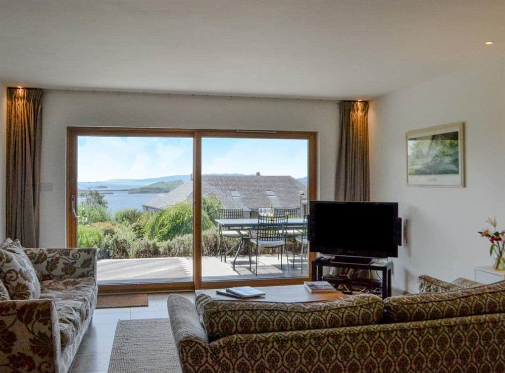 Light and airy open plan living space at Sealladh na Mara in Arduaine, near Oban, Argyll