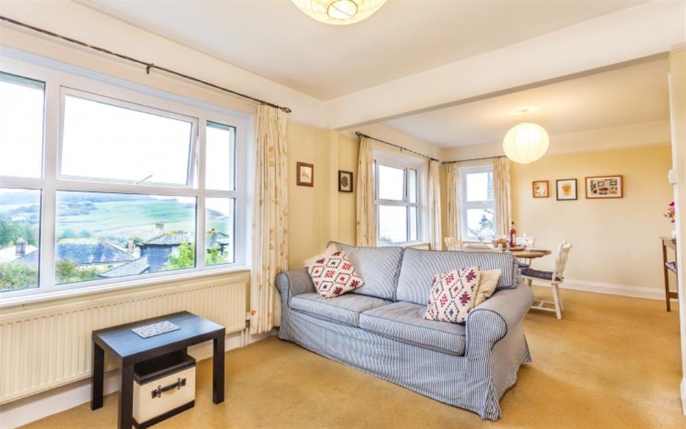 Bright and airy lounge at Seascape in Charmouth