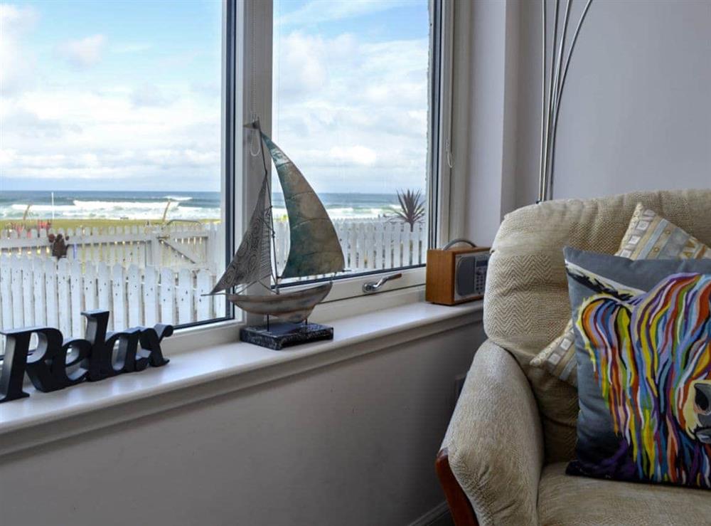Fine sea views from the living room at Seascape in Inverboyndie, near Banff, Aberdeenshire