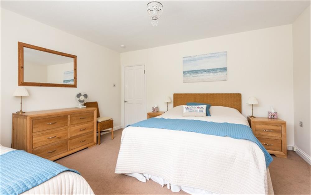 This is the bedroom at Seascape in Milford On Sea