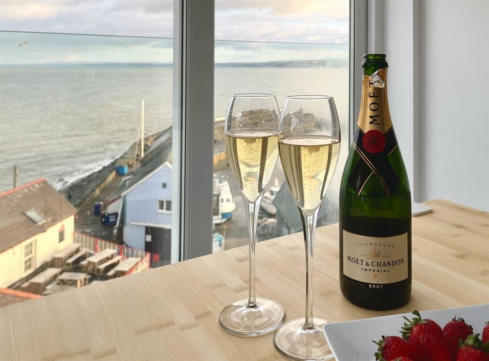 Charming dining area with wonderful harbour and sea views at Seascape in New Quay, Dyfed