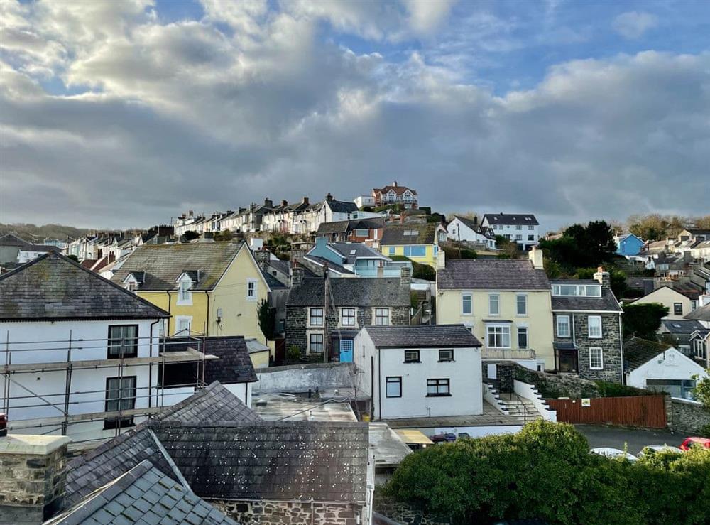 View towards the village from bedroom at Seascape in New Quay, Dyfed