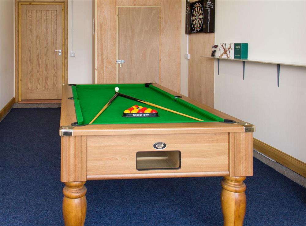 Games room with pool table and dart board at Seascape in Southerness, near Dumfries, Dumfriesshire