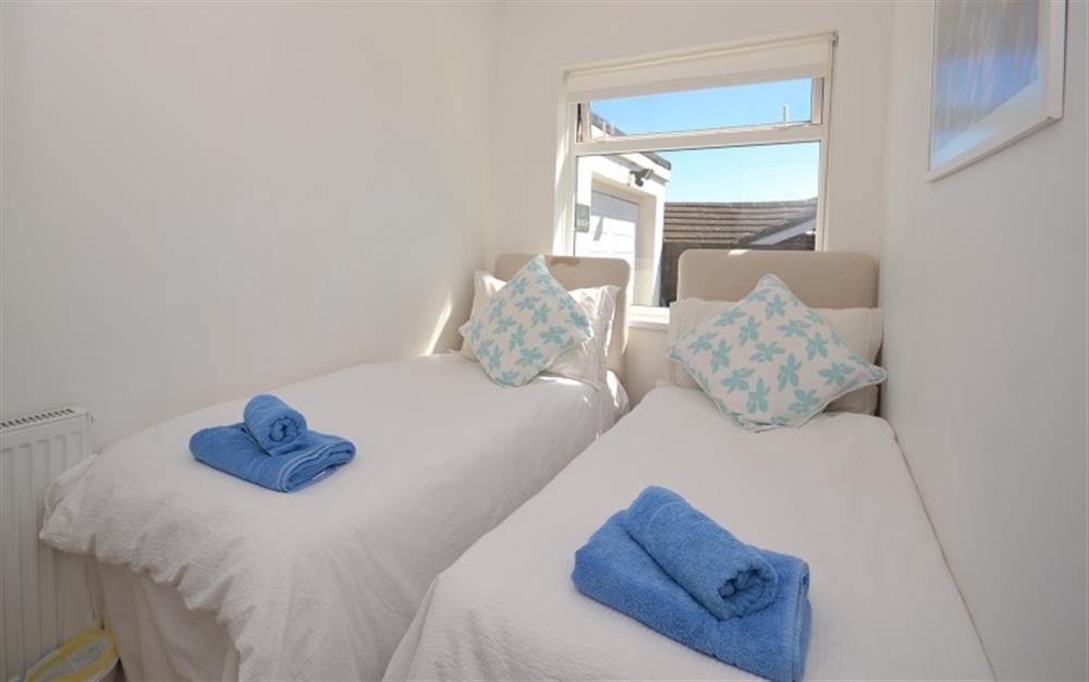 One of the  bedrooms at Seascape in Thurlestone