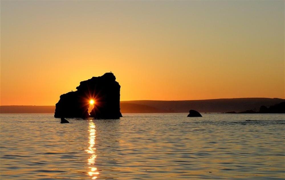 Sunset, Thurlestone Rock at Seascape in Thurlestone