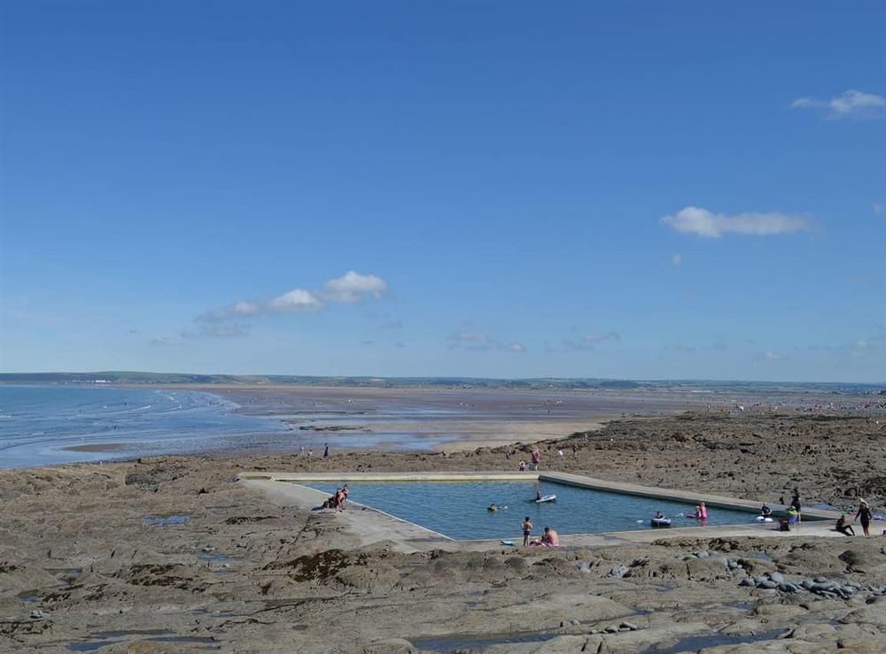 The sea pool at Westward Ho! beach at Seashells in Instow, Devon