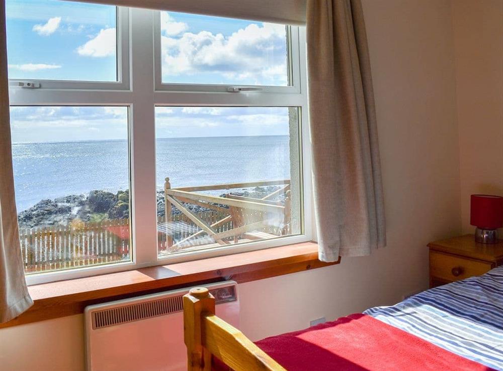 Sea views from twin bedroom at Seashore Retreat in Johnshaven, near Montrose, Aberdeenshire