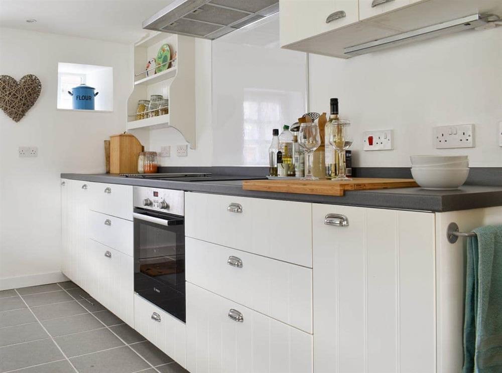 Well-equipped fitted kitchen at Seaton Cottage in Collieston, near Ellon, Aberdeenshire
